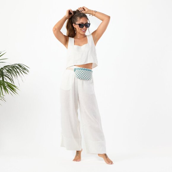 ALOHA Collection Mini Hip Pack + Strap Extender - Petite Check Tide on Sandstone - Picture 5 of 6